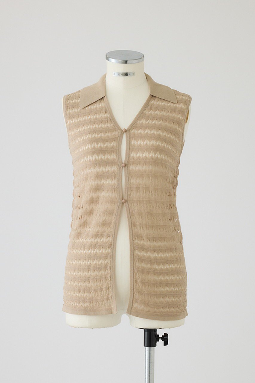 【リムアーク/RIM.ARK】のCrochet collar knit tops/ニット インテリア・キッズ・メンズ・レディースファッション・服の通販 founy(ファニー) 　ファッション　Fashion　レディースファッション　WOMEN　トップス・カットソー　Tops/Tshirt　ニット　Knit Tops　プルオーバー　Pullover　2025年　2025　おすすめ　Recommend　カーディガン　Cardigan　クロシェ　Crochet　セットアップ　Set Up　ノースリーブ　No Sleeve　ヴィンテージ　Vintage　エレガント 上品　Elegant　夏　Summer　A/W・秋冬　Aw・Autumn/Winter・Fw・Fall-Winter　ベージュ|ID: prp329100004546620 ipo3291000000032124785