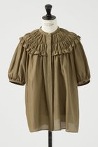 【デザイン ワークス/DESIGN WORKS】のコットンシルクローンシャーリングシャツ 人気、トレンドファッション・服の通販 founy(ファニー) ファッション Fashion レディースファッション WOMEN トップス・カットソー Tops/Tshirt シャツ/ブラウス Shirts/Blouses エアリー Airy ギャザー Gather シャーリング Shirring ショート Short シルク Silk スリーブ Sleeve バランス Balance フェミニン Feminine マニッシュ Mannish エレガント 上品 Elegant NEW・新作・新着・新入荷 New Arrivals thumbnail カーキ|ID: prp329100004547665 ipo3291000000032137478