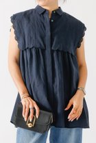 【デザイン ワークス/DESIGN WORKS】のリネンスカラップノースリーブシャツ 人気、トレンドファッション・服の通販 founy(ファニー) ファッション Fashion レディースファッション WOMEN トップス・カットソー Tops/Tshirt キャミソール / ノースリーブ No Sleeves シャツ/ブラウス Shirts/Blouses おすすめ Recommend ギャザー Gather シアー Sheer シンプル Simple スカラップ Scalloped ノースリーブ No Sleeve ボトム Bottom ヨーク Yoke リネン Linen NEW・新作・新着・新入荷 New Arrivals thumbnail ネイビー|ID: prp329100004547667 ipo3291000000032137499