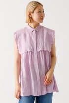 【デザイン ワークス/DESIGN WORKS】のリネンスカラップノースリーブシャツ ラベンダー|ID: prp329100004547667 ipo3291000000036393489