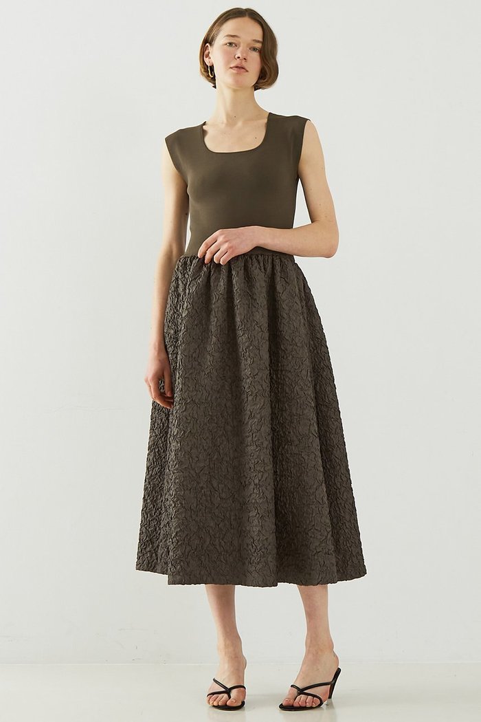 【デザイン ワークス/DESIGN WORKS】のフクレジャガードニットコンビワンピース インテリア・キッズ・メンズ・レディースファッション・服の通販 founy(ファニー) https://founy.com/ ファッション Fashion レディースファッション WOMEN ワンピース Dress チュニック Tunic おすすめ Recommend オケージョン Occasion チュニック Tunic フィット Fit リブニット Rib Knit ロング Long NEW・新作・新着・新入荷 New Arrivals |ID: prp329100004547669 ipo3291000000032137508