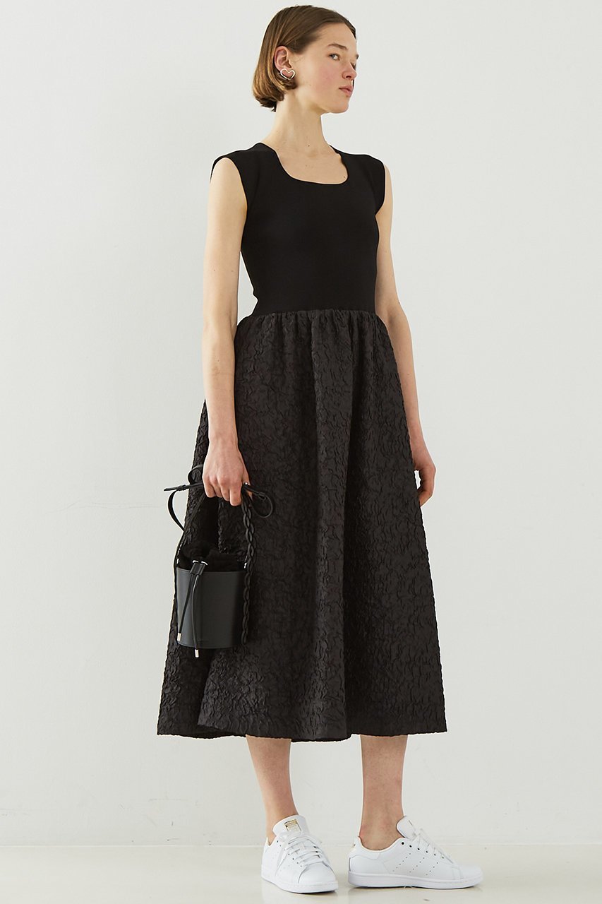 【デザイン ワークス/DESIGN WORKS】のフクレジャガードニットコンビワンピース 人気、トレンドファッション・服の通販 founy(ファニー) 　ファッション　Fashion　レディースファッション　WOMEN　ワンピース　Dress　チュニック　Tunic　おすすめ　Recommend　オケージョン　Occasion　チュニック　Tunic　フィット　Fit　リブニット　Rib Knit　ロング　Long　NEW・新作・新着・新入荷　New Arrivals　other-8|ID: prp329100004547669 ipo3291000000032137517
