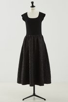 【デザイン ワークス/DESIGN WORKS】のフクレジャガードニットコンビワンピース ブラック|ID:prp329100004547669