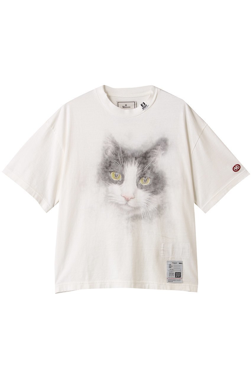 【メゾン ミハラヤスヒロ/Maison MIHARA YASUHIRO】のCAT プリントTシャツ インテリア・キッズ・メンズ・レディースファッション・服の通販 founy(ファニー) 　ファッション　Fashion　レディースファッション　WOMEN　トップス・カットソー　Tops/Tshirt　シャツ/ブラウス　Shirts/Blouses　ロング / Tシャツ　T-Shirts　カットソー　Cut and Sewn　ショート　Short　スリーブ　Sleeve　バランス　Balance　プリント　Print　NEW・新作・新着・新入荷　New Arrivals　ホワイト|ID: prp329100004547673 ipo3291000000032137536