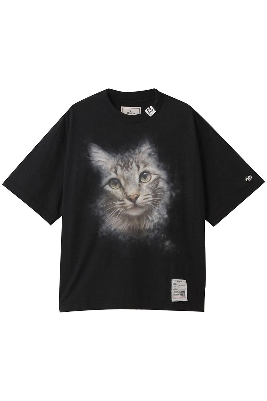 【メゾン ミハラヤスヒロ/Maison MIHARA YASUHIRO】のCAT プリントTシャツ インテリア・キッズ・メンズ・レディースファッション・服の通販 founy(ファニー) 　ファッション　Fashion　レディースファッション　WOMEN　トップス・カットソー　Tops/Tshirt　シャツ/ブラウス　Shirts/Blouses　ロング / Tシャツ　T-Shirts　カットソー　Cut and Sewn　ショート　Short　スリーブ　Sleeve　バランス　Balance　プリント　Print　NEW・新作・新着・新入荷　New Arrivals　ブラック|ID: prp329100004547673 ipo3291000000032137537