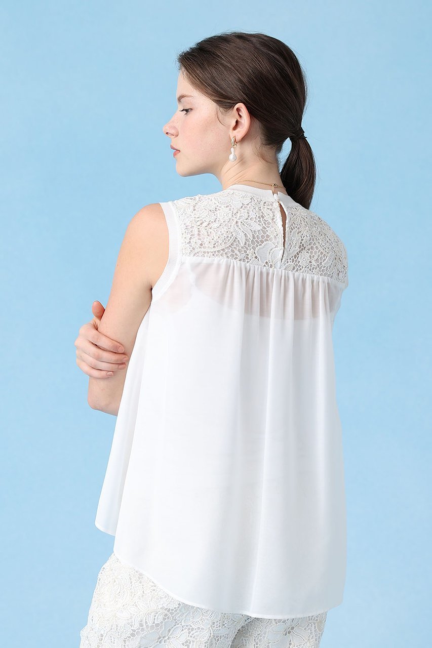 【アナイ/ANAYI】のケミカルレースフレアブラウス 人気、トレンドファッション・服の通販 founy(ファニー) 　ファッション　Fashion　レディースファッション　Fashion for Women　トップス・カットソー　Cut & Sew Tops　キャミソール&ノースリーブ　Camisoles & Sleeveless Tops　シャツ・ブラウス・オフィスカジュアル　Elegant Blouses & Button-Ups　エレガント 上品　Elegant　ギャザー　Gathered, Ruffled　ノースリーブ　Sleeveless, No-Sleeve　フェミニン　Feminine, Girly　フラワー　Flower, Floral　フレア　Flare, Flared　レース　Lace, Lace Fabric　other-8|ID: prp329100004547709 ipo3291000000036045785