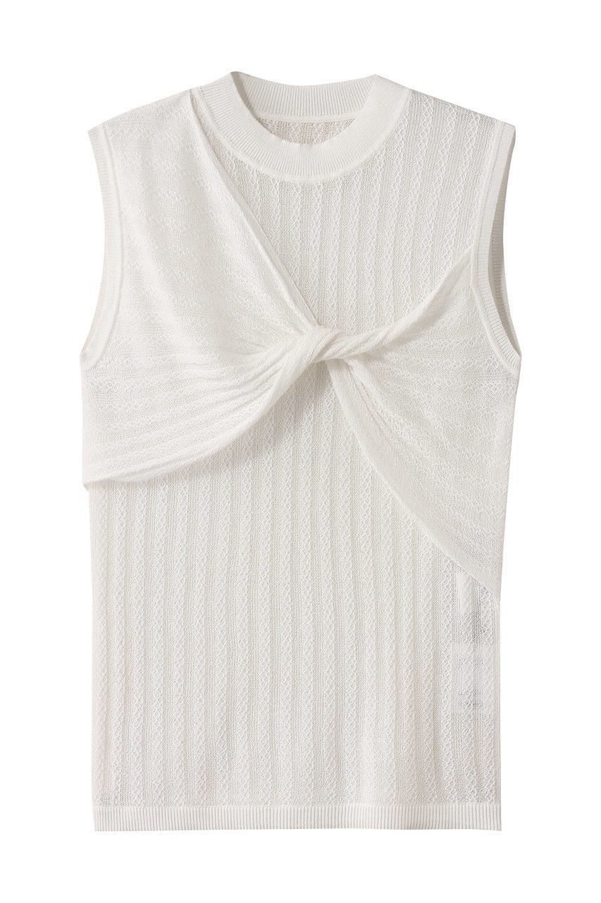 【アルアバイル/allureville】の【Loulou Willoughby】シシュウツイストリブプルオーバー 人気、トレンドファッション・服の通販 founy(ファニー) 　ファッション　Fashion　レディースファッション　Fashion for Women　トップス・カットソー　Cut & Sew Tops　ニット　Knit Tops & Sweaters　カジュアルプルオーバー・ニットトップス　Pullovers & Knit Tops / Casual Pullovers　サマー　Summer, Summer Style　シンプル　Simple, Minimal　ツイスト　Tweed, Tweed Fabric　ノースリーブ　Sleeveless, No-Sleeve　フロント　Front, Front Design　 other-1|ID: prp329100004547716 ipo3291000000035055137