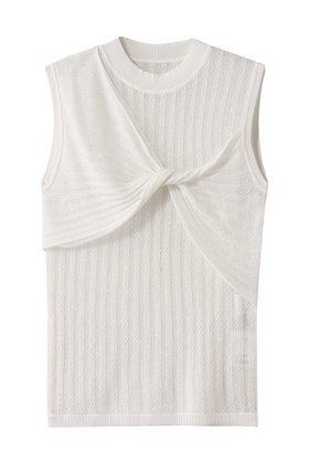 【アルアバイル/allureville】の【Loulou Willoughby】シシュウツイストリブプルオーバー 人気、トレンドファッション・服の通販 founy(ファニー) ファッション Fashion レディースファッション Fashion for Women トップス・カットソー Cut & Sew Tops ニット Knit Tops & Sweaters カジュアルプルオーバー・ニットトップス Pullovers & Knit Tops / Casual Pullovers サマー Summer, Summer Style シンプル Simple, Minimal ツイスト Tweed, Tweed Fabric ノースリーブ Sleeveless, No-Sleeve フロント Front, Front Design |ID:prp329100004547716