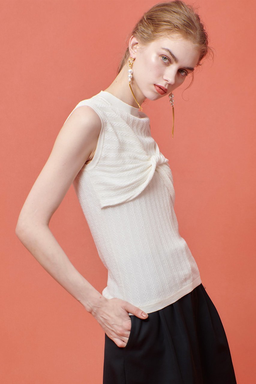 【アルアバイル/allureville】の【Loulou Willoughby】シシュウツイストリブプルオーバー 人気、トレンドファッション・服の通販 founy(ファニー) 　ファッション　Fashion　レディースファッション　Fashion for Women　トップス・カットソー　Cut & Sew Tops　ニット　Knit Tops & Sweaters　カジュアルプルオーバー・ニットトップス　Pullovers & Knit Tops / Casual Pullovers　サマー　Summer, Summer Style　シンプル　Simple, Minimal　ツイスト　Tweed, Tweed Fabric　ノースリーブ　Sleeveless, No-Sleeve　フロント　Front, Front Design　other-6|ID: prp329100004547716 ipo3291000000035847709