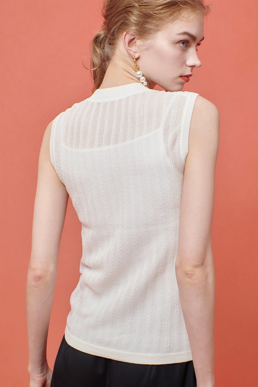 【アルアバイル/allureville】の【Loulou Willoughby】シシュウツイストリブプルオーバー 人気、トレンドファッション・服の通販 founy(ファニー) 　ファッション　Fashion　レディースファッション　Fashion for Women　トップス・カットソー　Cut & Sew Tops　ニット　Knit Tops & Sweaters　カジュアルプルオーバー・ニットトップス　Pullovers & Knit Tops / Casual Pullovers　サマー　Summer, Summer Style　シンプル　Simple, Minimal　ツイスト　Tweed, Tweed Fabric　ノースリーブ　Sleeveless, No-Sleeve　フロント　Front, Front Design　other-7|ID: prp329100004547716 ipo3291000000035847710