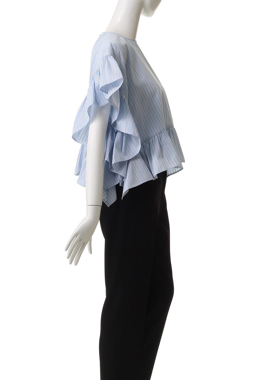 【デザイン ワークス/DESIGN WORKS】のBEAUVET ヘムラッフルポンチブラウス 人気、トレンドファッション・服の通販 founy(ファニー) 　ファッション　Fashion　レディースファッション　WOMEN　トップス・カットソー　Tops/Tshirt　シャツ/ブラウス　Shirts/Blouses　ショート　Short　スリーブ　Sleeve　パターン　Pattern　NEW・新作・新着・新入荷　New Arrivals　other-3|ID: prp329100004549117 ipo3291000000032150756