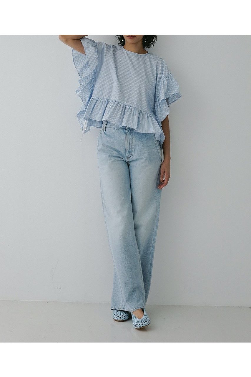 【デザイン ワークス/DESIGN WORKS】のBEAUVET ヘムラッフルポンチブラウス 人気、トレンドファッション・服の通販 founy(ファニー) 　ファッション　Fashion　レディースファッション　Fashion for Women　トップス・カットソー　Cut & Sew Tops　シャツ・ブラウス・オフィスカジュアル　Elegant Blouses & Button-Ups　ショート　Short, Short Length　スリーブ　Sleeve, Long Sleeve / Short Sleeve　パターン　Pattern, Design Print　再入荷　Restock / Back in Stock　other-7|ID: prp329100004549117 ipo3291000000032662164