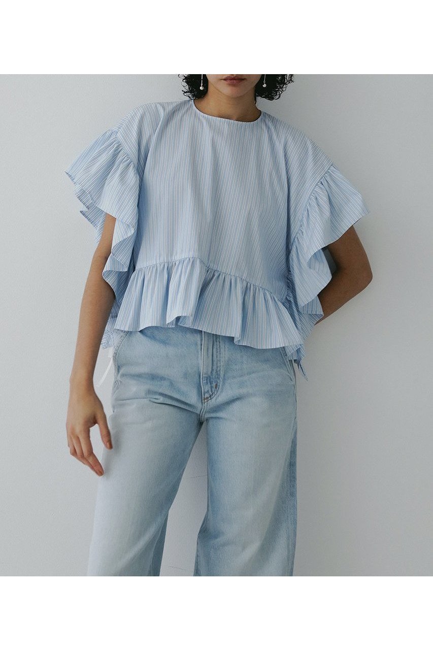 【デザイン ワークス/DESIGN WORKS】のBEAUVET ヘムラッフルポンチブラウス 人気、トレンドファッション・服の通販 founy(ファニー) 　ファッション　Fashion　レディースファッション　Fashion for Women　トップス・カットソー　Cut & Sew Tops　シャツ・ブラウス・オフィスカジュアル　Elegant Blouses & Button-Ups　ショート　Short, Short Length　スリーブ　Sleeve, Long Sleeve / Short Sleeve　パターン　Pattern, Design Print　再入荷　Restock / Back in Stock　other-8|ID: prp329100004549117 ipo3291000000032662165