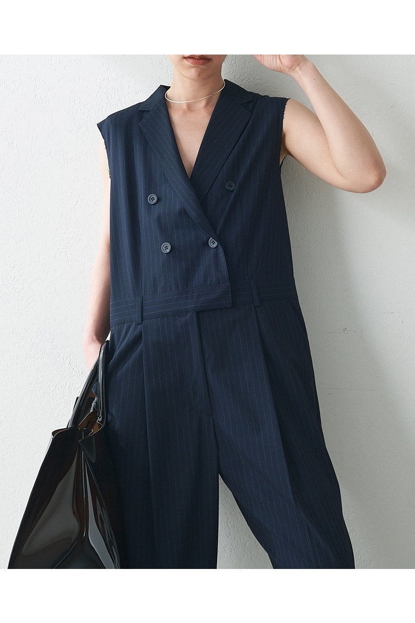 【ウィムガゼット/Whim Gazette】の【THE PAUSE】テーラーカラーノースリーブジャンプスーツ 人気、トレンドファッション・服の通販 founy(ファニー) 　ファッション　Fashion　レディースファッション　WOMEN　おすすめ　Recommend　インナー　Inner　カットソー　Cut And Sew　ジャケット　Jacket　ストライプ　Stripe　ストレッチ　Stretch　センター　Center　ノースリーブ　No Sleeve　ボトム　Bottom　マニッシュ　Mannish　ワイド　Wide　人気　Popularity　夏　Summer　NEW・新作・新着・新入荷　New Arrivals　other-2|ID: prp329100004550944 ipo3291000000032163620