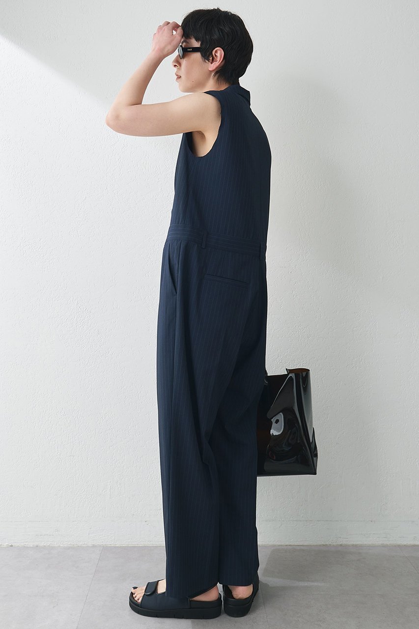 【ウィムガゼット/Whim Gazette】の【THE PAUSE】テーラーカラーノースリーブジャンプスーツ 人気、トレンドファッション・服の通販 founy(ファニー) 　ファッション　Fashion　レディースファッション　WOMEN　おすすめ　Recommend　インナー　Inner　カットソー　Cut And Sew　ジャケット　Jacket　ストライプ　Stripe　ストレッチ　Stretch　センター　Center　ノースリーブ　No Sleeve　ボトム　Bottom　マニッシュ　Mannish　ワイド　Wide　人気　Popularity　夏　Summer　NEW・新作・新着・新入荷　New Arrivals　other-3|ID: prp329100004550944 ipo3291000000032163621