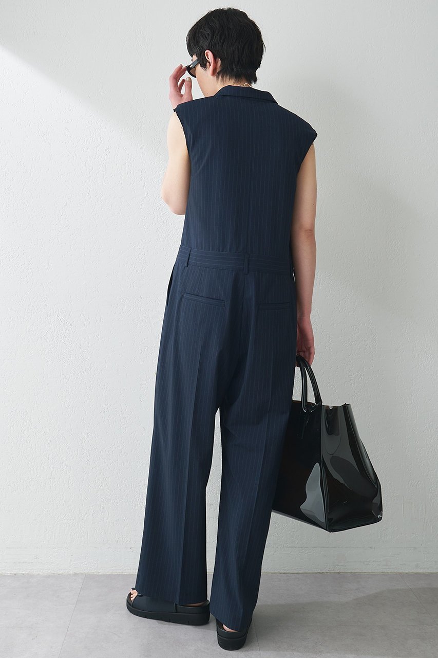 【ウィムガゼット/Whim Gazette】の【THE PAUSE】テーラーカラーノースリーブジャンプスーツ 人気、トレンドファッション・服の通販 founy(ファニー) 　ファッション　Fashion　レディースファッション　WOMEN　おすすめ　Recommend　インナー　Inner　カットソー　Cut And Sew　ジャケット　Jacket　ストライプ　Stripe　ストレッチ　Stretch　センター　Center　ノースリーブ　No Sleeve　ボトム　Bottom　マニッシュ　Mannish　ワイド　Wide　人気　Popularity　夏　Summer　NEW・新作・新着・新入荷　New Arrivals　other-4|ID: prp329100004550944 ipo3291000000032163622