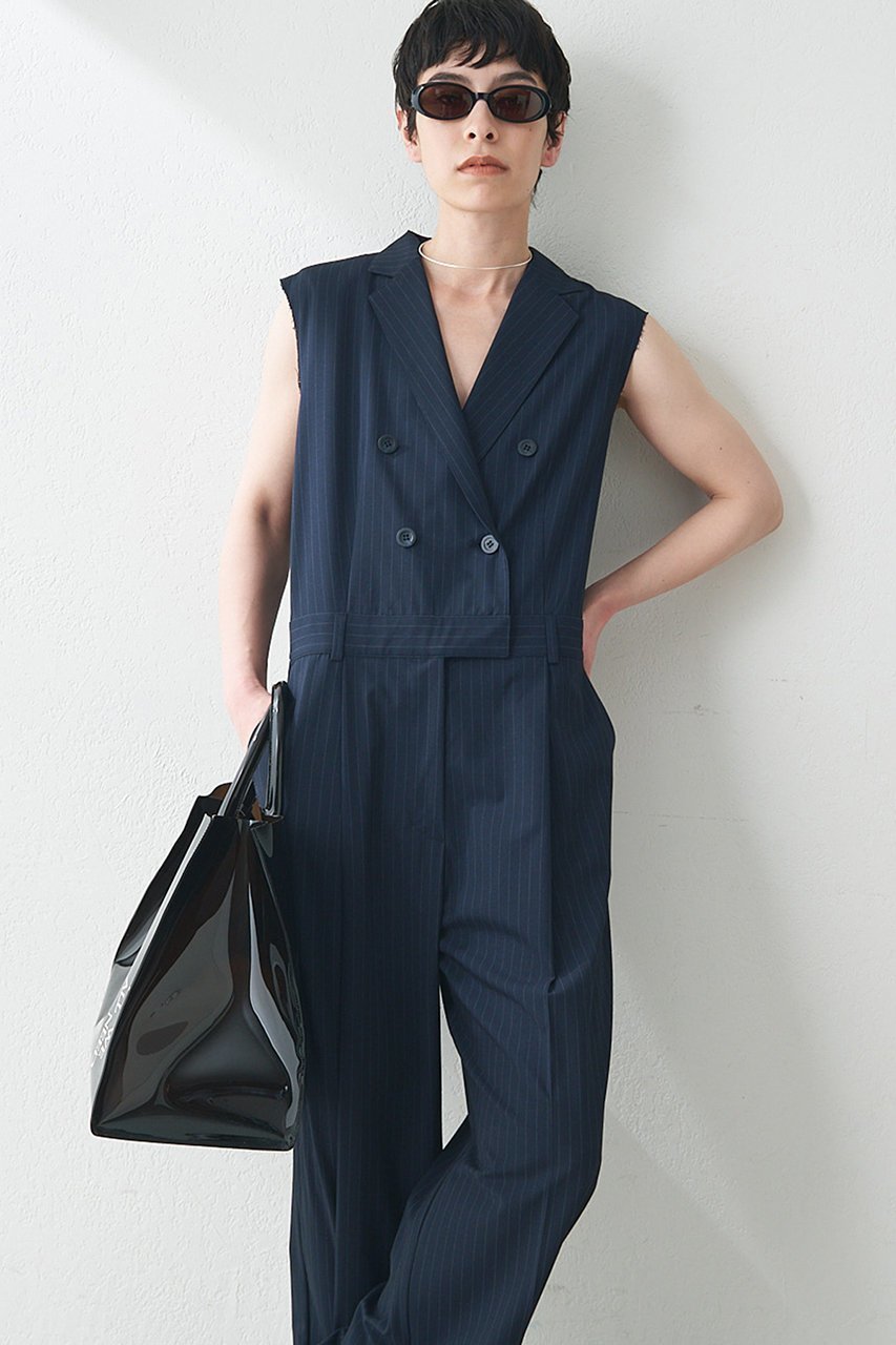 【ウィムガゼット/Whim Gazette】の【THE PAUSE】テーラーカラーノースリーブジャンプスーツ 人気、トレンドファッション・服の通販 founy(ファニー) 　ファッション　Fashion　レディースファッション　WOMEN　おすすめ　Recommend　インナー　Inner　カットソー　Cut And Sew　ジャケット　Jacket　ストライプ　Stripe　ストレッチ　Stretch　センター　Center　ノースリーブ　No Sleeve　ボトム　Bottom　マニッシュ　Mannish　ワイド　Wide　人気　Popularity　夏　Summer　NEW・新作・新着・新入荷　New Arrivals　other-5|ID: prp329100004550944 ipo3291000000032163623