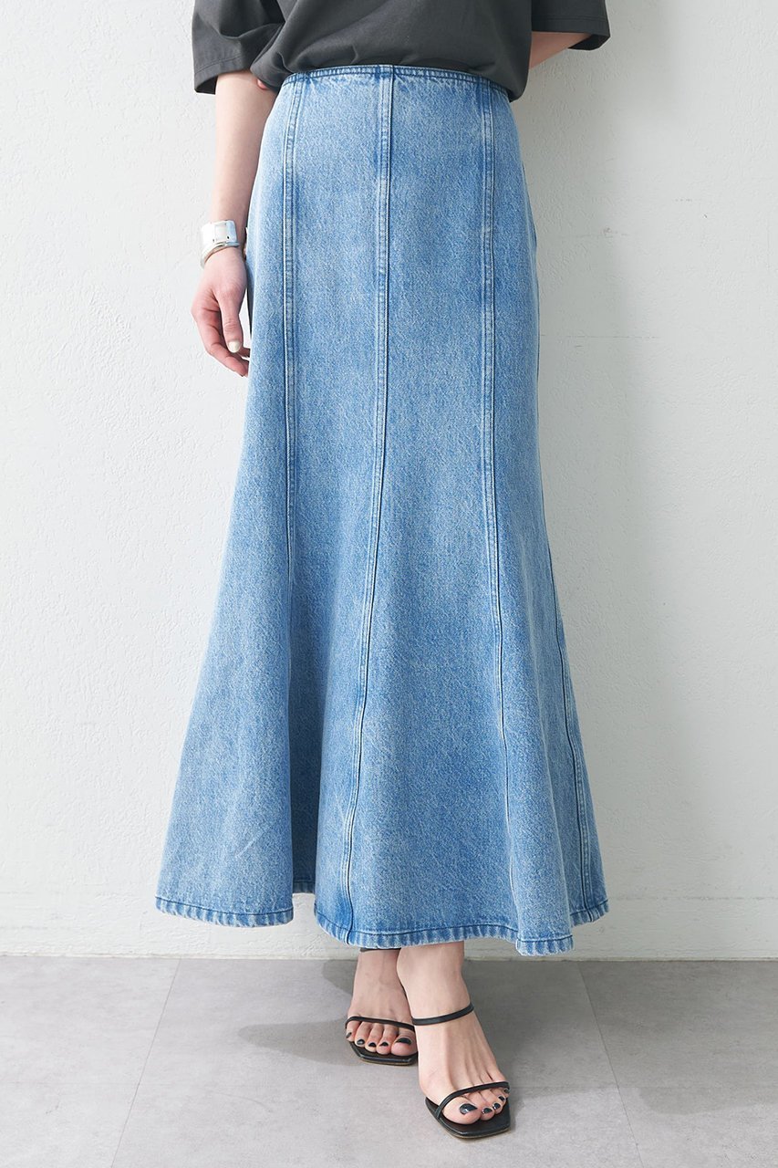 【ウィムガゼット/Whim Gazette】のフレアデニムスカート 人気、トレンドファッション・服の通販 founy(ファニー) 　ファッション　Fashion　レディースファッション　Fashion for Women　スカート　Skirts　デニムスカート・カジュアルスカート　Denim Skirts　ロングスカート　Long Skirts / Maxi & Midi Skirts　デニム　Denim, Jeans Material　ブリーチ　Bleach, Washed Finish　マーメイド　Mermaid, Fishtail Silhouette　ロング　Long, Long-Length　ヴィンテージ　Vintage Style　other-2|ID: prp329100004550949 ipo3291000000032163666