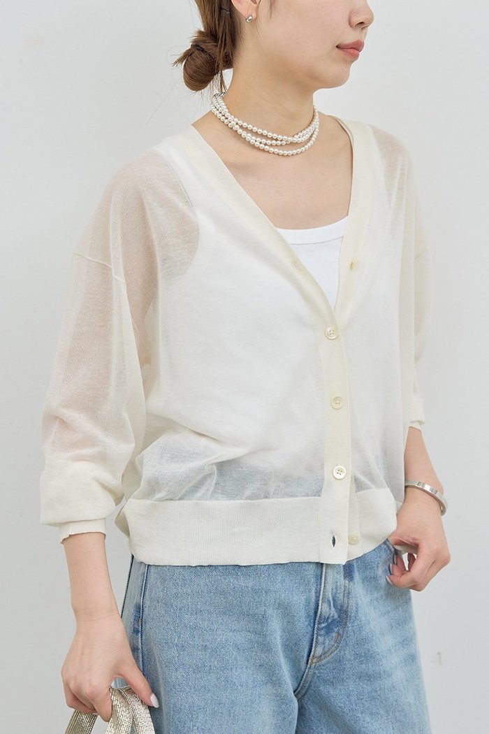 【ガリャルダガランテ/GALLARDAGALANTE】のシアーカーディガン インテリア・キッズ・メンズ・レディースファッション・服の通販 founy(ファニー) https://founy.com/ ファッション Fashion レディースファッション Ladies' Fashion Online トップス・カットソー Tops/Tshirt カーディガン Cardigans キャミソール / ノースリーブ No Sleeves シャツ/ブラウス Shirts/Blouses ロング / Tシャツ T-Shirts カットソー Cut and Sewn おすすめ Recommend インナー Inner エレガント 上品 Elegant キャミソール Camisole シアー Sheer タンク Tank トレンド Trend 再入荷 Restock/Back In Stock/Re Arrival |ID: prp329100004550951 ipo3291000000032163677