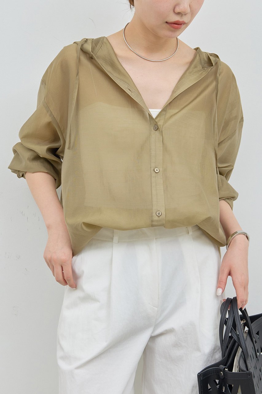 【ガリャルダガランテ/GALLARDAGALANTE】のシアーフーディーシャツ インテリア・キッズ・メンズ・レディースファッション・服の通販 founy(ファニー) 　ファッション　Fashion　レディースファッション　WOMEN　トップス・カットソー　Tops/Tshirt　シャツ/ブラウス　Shirts/Blouses　シアー　Sheer　スリーブ　Sleeve　ドローコード　Draw Cord　ロング　Long　夏　Summer　NEW・新作・新着・新入荷　New Arrivals　ベージュ|ID: prp329100004550952 ipo3291000000032163688