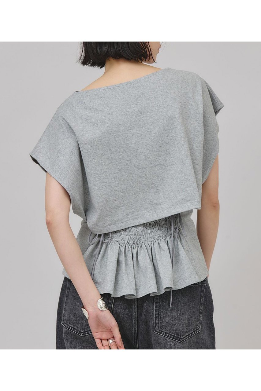 【カレンソロジー/Curensology】のバックシャーリングTシャツ インテリア・キッズ・メンズ・レディースファッション・服の通販 founy(ファニー) 　ファッション　Fashion　レディースファッション　WOMEN　トップス・カットソー　Tops/Tshirt　シャツ/ブラウス　Shirts/Blouses　ロング / Tシャツ　T-Shirts　カットソー　Cut and Sewn　なめらか　Smooth　コンパクト　Compact　シャーリング　Shirring　ショート　Short　スリーブ　Sleeve　プレーン　Plane　NEW・新作・新着・新入荷　New Arrivals　日本製　Made In Japan　グレー|ID: prp329100004550956 ipo3291000000032163728