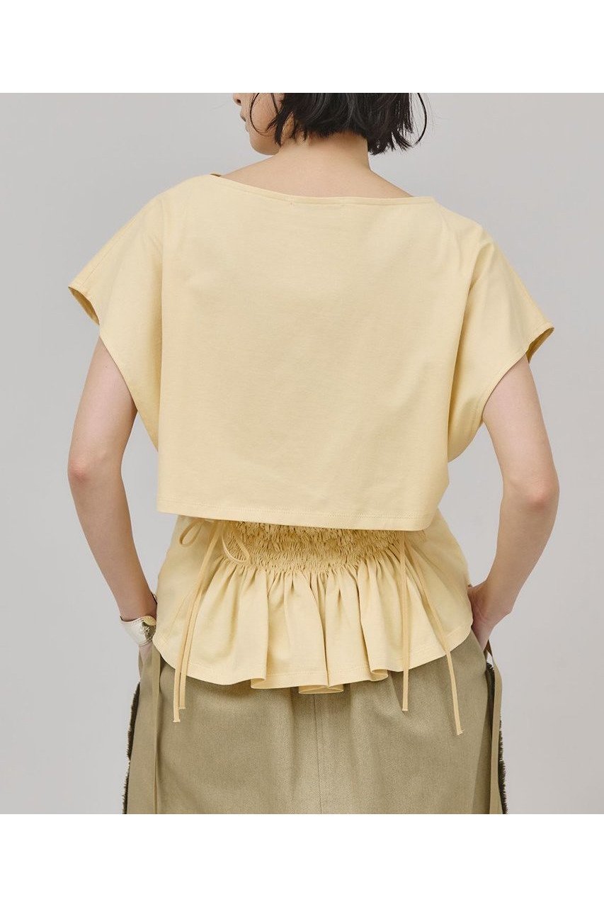 【カレンソロジー/Curensology】のバックシャーリングTシャツ インテリア・キッズ・メンズ・レディースファッション・服の通販 founy(ファニー) 　ファッション　Fashion　レディースファッション　WOMEN　トップス・カットソー　Tops/Tshirt　シャツ/ブラウス　Shirts/Blouses　ロング / Tシャツ　T-Shirts　カットソー　Cut and Sewn　なめらか　Smooth　コンパクト　Compact　シャーリング　Shirring　ショート　Short　スリーブ　Sleeve　プレーン　Plane　NEW・新作・新着・新入荷　New Arrivals　日本製　Made In Japan　クリーム|ID: prp329100004550956 ipo3291000000032163729