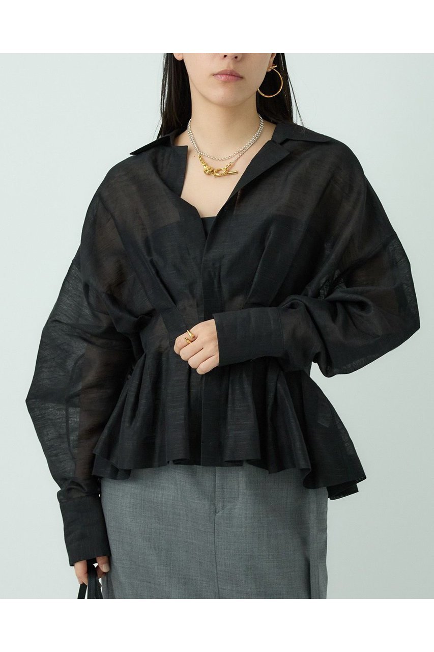 【カオス/Chaos】のエラルドブラウス インテリア・キッズ・メンズ・レディースファッション・服の通販 founy(ファニー) 　ファッション　Fashion　レディースファッション　WOMEN　トップス・カットソー　Tops/Tshirt　シャツ/ブラウス　Shirts/Blouses　オーガンジー　Organdy　カフス　Cuffs　シルク　Silk　スリーブ　Sleeve　フロント　Front　リネン　Linen　ロング　Long　夏　Summer　NEW・新作・新着・新入荷　New Arrivals　ブラック|ID: prp329100004550959 ipo3291000000032163754