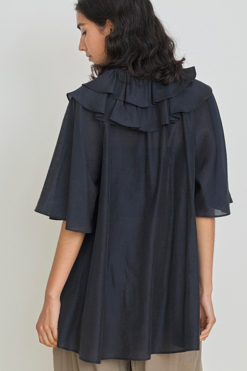 【ハウス オブ ロータス/HOUSE OF LOTUS】のダブルラッフルカラーブラウス 人気、トレンドファッション・服の通販 founy(ファニー) 　ファッション　Fashion　レディースファッション　Fashion for Women　トップス・カットソー　Cut & Sew Tops　シャツ・ブラウス・オフィスカジュアル　Elegant Blouses & Button-Ups　シアー　Sheer, See-Through　ショート　Short, Short Length　スリーブ　Sleeve, Long Sleeve / Short Sleeve　フリル　Frill, Ruffle　other-8|ID: prp329100004550961 ipo3291000000032807938