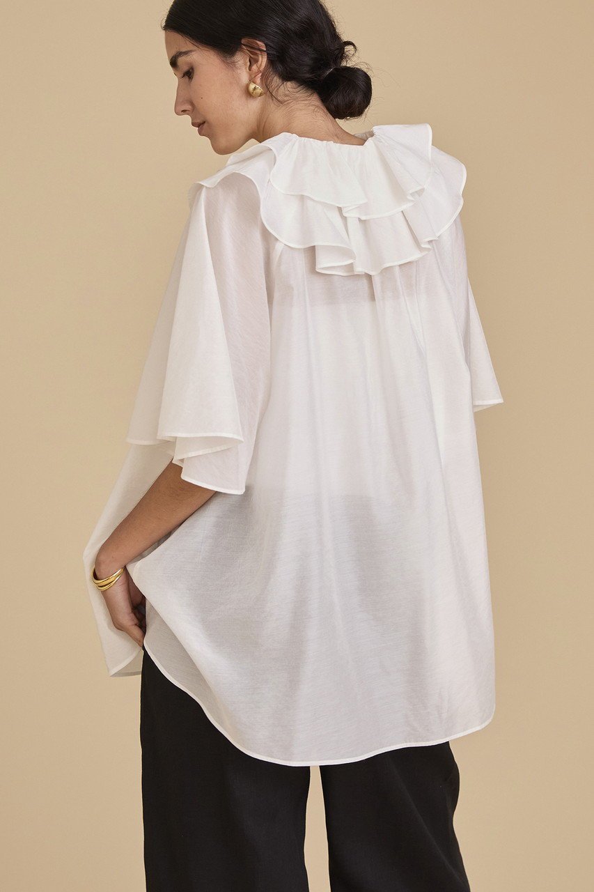 【ハウス オブ ロータス/HOUSE OF LOTUS】のダブルラッフルカラーブラウス 人気、トレンドファッション・服の通販 founy(ファニー) 　ファッション　Fashion　レディースファッション　Fashion for Women　トップス・カットソー　Cut & Sew Tops　シャツ・ブラウス・オフィスカジュアル　Elegant Blouses & Button-Ups　シアー　Sheer, See-Through　ショート　Short, Short Length　スリーブ　Sleeve, Long Sleeve / Short Sleeve　フリル　Frill, Ruffle　other-8|ID: prp329100004550961 ipo3291000000034955123