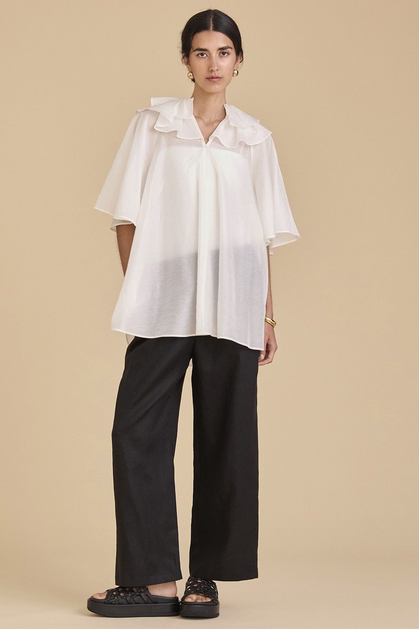 【ハウス オブ ロータス/HOUSE OF LOTUS】のダブルラッフルカラーブラウス 人気、トレンドファッション・服の通販 founy(ファニー) 　ファッション　Fashion　レディースファッション　Fashion for Women　トップス・カットソー　Cut & Sew Tops　シャツ・ブラウス・オフィスカジュアル　Elegant Blouses & Button-Ups　シアー　Sheer, See-Through　ショート　Short, Short Length　スリーブ　Sleeve, Long Sleeve / Short Sleeve　フリル　Frill, Ruffle　other-6|ID: prp329100004550961 ipo3291000000035690385