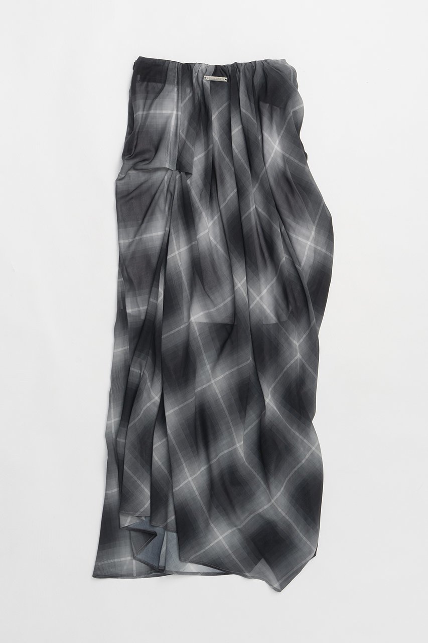 【プランク プロジェクト/PRANK PROJECT】のドレープシアーチェックスカート / Draped Sheer Check Skirt インテリア・キッズ・メンズ・レディースファッション・服の通販 founy(ファニー) 　ファッション　Fashion　レディースファッション　WOMEN　スカート　Skirt　ロングスカート　Long Skirt　おすすめ　Recommend　グラデーション　Gradation　シフォン　Chiffon　チェック　Check　ドレープ　Drape　ノースリーブ　No Sleeve　プリント　Print　モノトーン　Monotone　ロング　Long　NEW・新作・新着・新入荷　New Arrivals　BLK(ブラック)|ID: prp329100004550997 ipo3291000000032164158