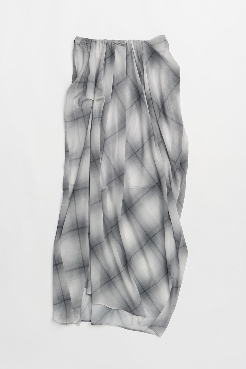 【プランク プロジェクト/PRANK PROJECT】のドレープシアーチェックスカート / Draped Sheer Check Skirt インテリア・キッズ・メンズ・レディースファッション・服の通販 founy(ファニー) 　ファッション　Fashion　レディースファッション　WOMEN　スカート　Skirt　ロングスカート　Long Skirt　おすすめ　Recommend　グラデーション　Gradation　シフォン　Chiffon　チェック　Check　ドレープ　Drape　ノースリーブ　No Sleeve　プリント　Print　モノトーン　Monotone　ロング　Long　NEW・新作・新着・新入荷　New Arrivals　WHT(ホワイト)|ID: prp329100004550997 ipo3291000000032164160