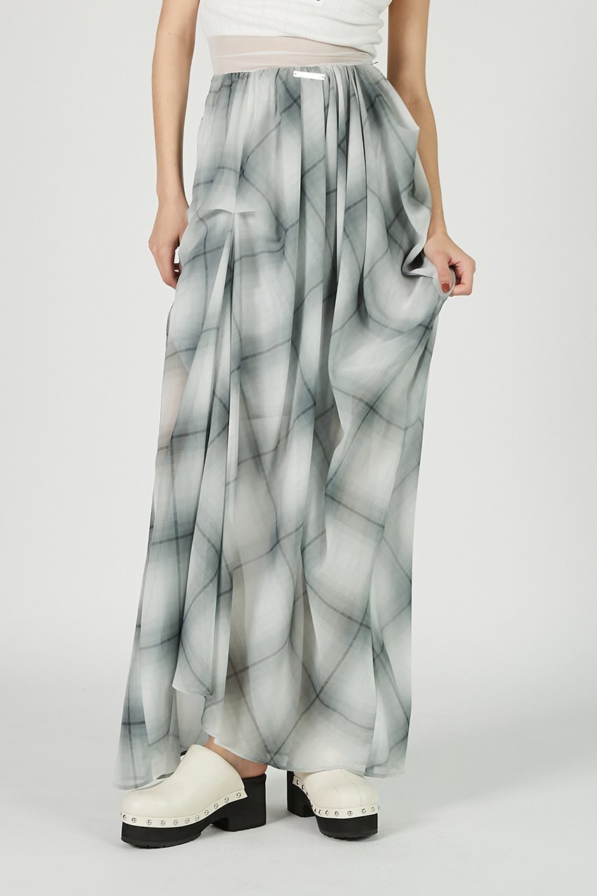 【プランク プロジェクト/PRANK PROJECT】のドレープシアーチェックスカート / Draped Sheer Check Skirt 人気、トレンドファッション・服の通販 founy(ファニー) 　ファッション　Fashion　レディースファッション　WOMEN　スカート　Skirt　ロングスカート　Long Skirt　おすすめ　Recommend　グラデーション　Gradation　シフォン　Chiffon　チェック　Check　ドレープ　Drape　ノースリーブ　No Sleeve　プリント　Print　モノトーン　Monotone　ロング　Long　NEW・新作・新着・新入荷　New Arrivals　other-3|ID: prp329100004550997 ipo3291000000032164164