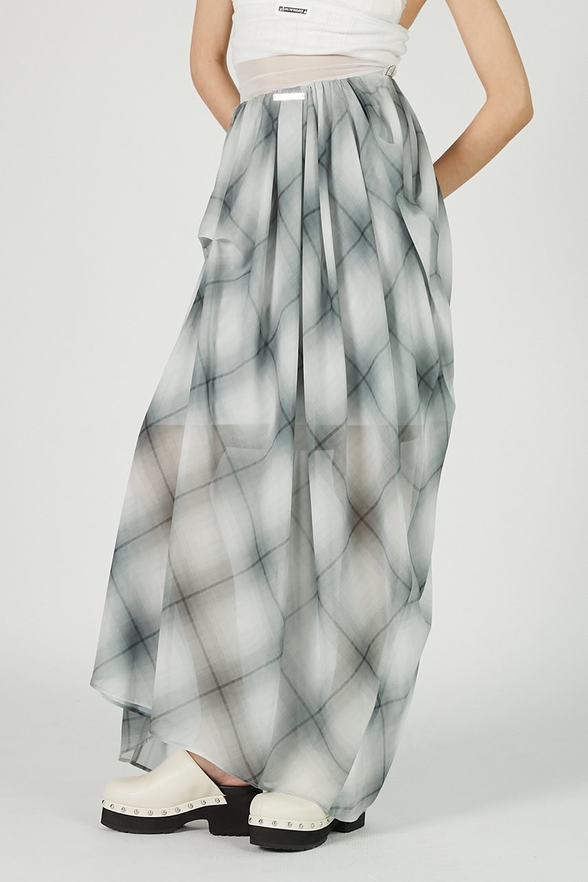 【プランク プロジェクト/PRANK PROJECT】のドレープシアーチェックスカート / Draped Sheer Check Skirt 人気、トレンドファッション・服の通販 founy(ファニー) 　ファッション　Fashion　レディースファッション　WOMEN　スカート　Skirt　ロングスカート　Long Skirt　おすすめ　Recommend　グラデーション　Gradation　シフォン　Chiffon　チェック　Check　ドレープ　Drape　ノースリーブ　No Sleeve　プリント　Print　モノトーン　Monotone　ロング　Long　NEW・新作・新着・新入荷　New Arrivals　other-4|ID: prp329100004550997 ipo3291000000032164166