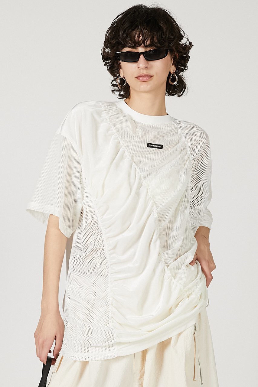 【プランク プロジェクト/PRANK PROJECT】のメッシュギャザーTEE / Mesh Gathered Tee 人気、トレンドファッション・服の通販 founy(ファニー) 　ファッション　Fashion　レディースファッション　WOMEN　トップス・カットソー　Tops/Tshirt　シャツ/ブラウス　Shirts/Blouses　ロング / Tシャツ　T-Shirts　カットソー　Cut and Sewn　ギャザー　Gather　ショート　Short　スポーティ　Sporty　スリーブ　Sleeve　ベロア　Velor　メッシュ　Mesh　NEW・新作・新着・新入荷　New Arrivals　other-2|ID: prp329100004551003 ipo3291000000032164257