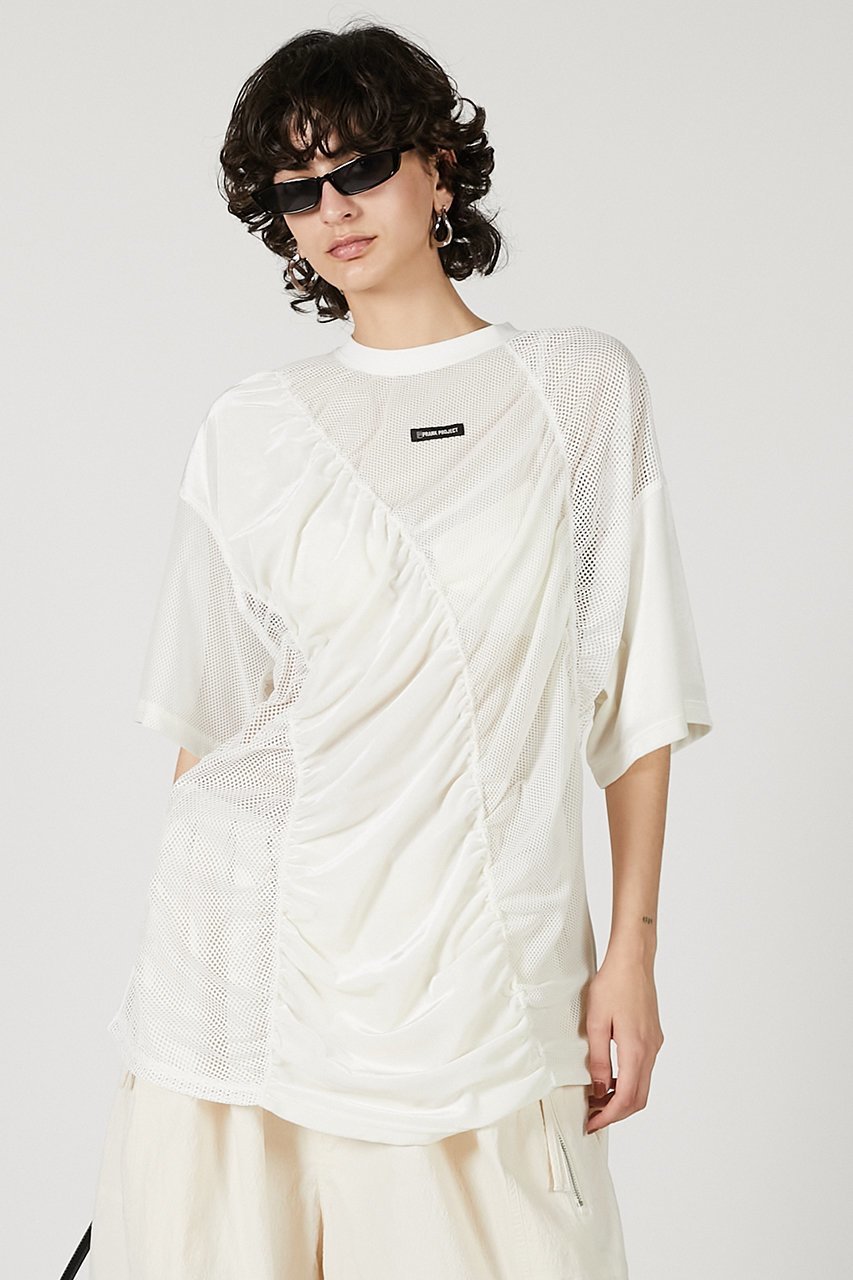 【プランク プロジェクト/PRANK PROJECT】のメッシュギャザーTEE / Mesh Gathered Tee 人気、トレンドファッション・服の通販 founy(ファニー) 　ファッション　Fashion　レディースファッション　WOMEN　トップス・カットソー　Tops/Tshirt　シャツ/ブラウス　Shirts/Blouses　ロング / Tシャツ　T-Shirts　カットソー　Cut and Sewn　ギャザー　Gather　ショート　Short　スポーティ　Sporty　スリーブ　Sleeve　ベロア　Velor　メッシュ　Mesh　NEW・新作・新着・新入荷　New Arrivals　other-3|ID: prp329100004551003 ipo3291000000032164260