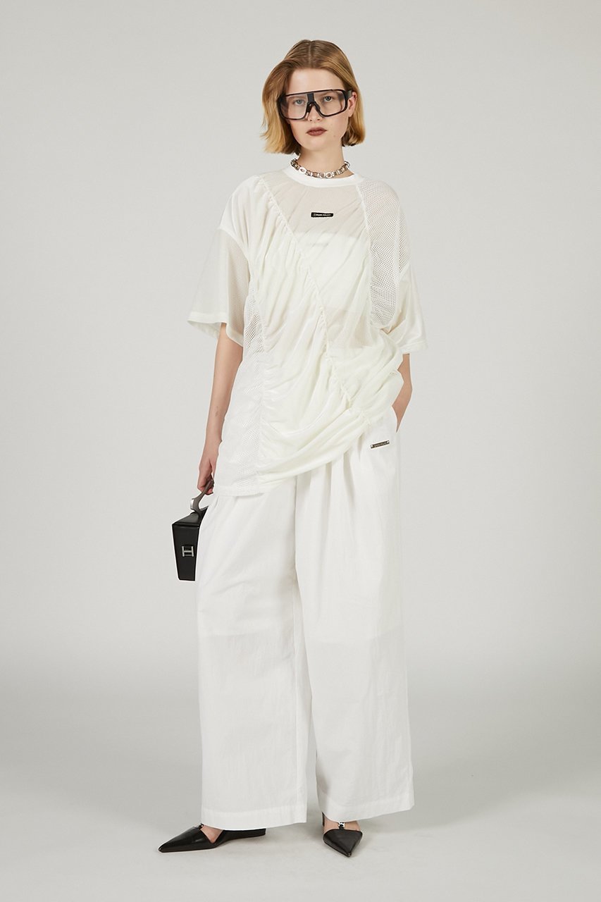 【プランク プロジェクト/PRANK PROJECT】のメッシュギャザーTEE / Mesh Gathered Tee 人気、トレンドファッション・服の通販 founy(ファニー) ファッション Fashion レディースファッション Fashion for Women トップス・カットソー Cut & Sew Tops シャツ・ブラウス・オフィスカジュアル Elegant Blouses & Button-Ups ロングTシャツ・Tシャツ Longline T-Shirts & Tees カットソー・ベーシックTシャツ Cut-and-Sewn Tops / Stretch Tees & Basics ギャザー Gathered, Ruffled ショート Short, Short Length スポーティ Sporty, Casual Athletic スリーブ Sleeve, Long Sleeve / Short Sleeve ベロア Velour, Soft Velvet メッシュ Mesh, Net Fabric other-7|ID: prp329100004551003 ipo3291000000035488202