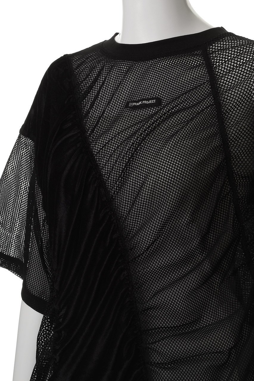 【プランク プロジェクト/PRANK PROJECT】のメッシュギャザーTEE / Mesh Gathered Tee 人気、トレンドファッション・服の通販 founy(ファニー) ファッション Fashion レディースファッション Fashion for Women トップス・カットソー Cut & Sew Tops シャツ・ブラウス・オフィスカジュアル Elegant Blouses & Button-Ups ロングTシャツ・Tシャツ Longline T-Shirts & Tees カットソー・ベーシックTシャツ Cut-and-Sewn Tops / Stretch Tees & Basics ギャザー Gathered, Ruffled ショート Short, Short Length スポーティ Sporty, Casual Athletic スリーブ Sleeve, Long Sleeve / Short Sleeve ベロア Velour, Soft Velvet メッシュ Mesh, Net Fabric other-5|ID: prp329100004551003 ipo3291000000035864610