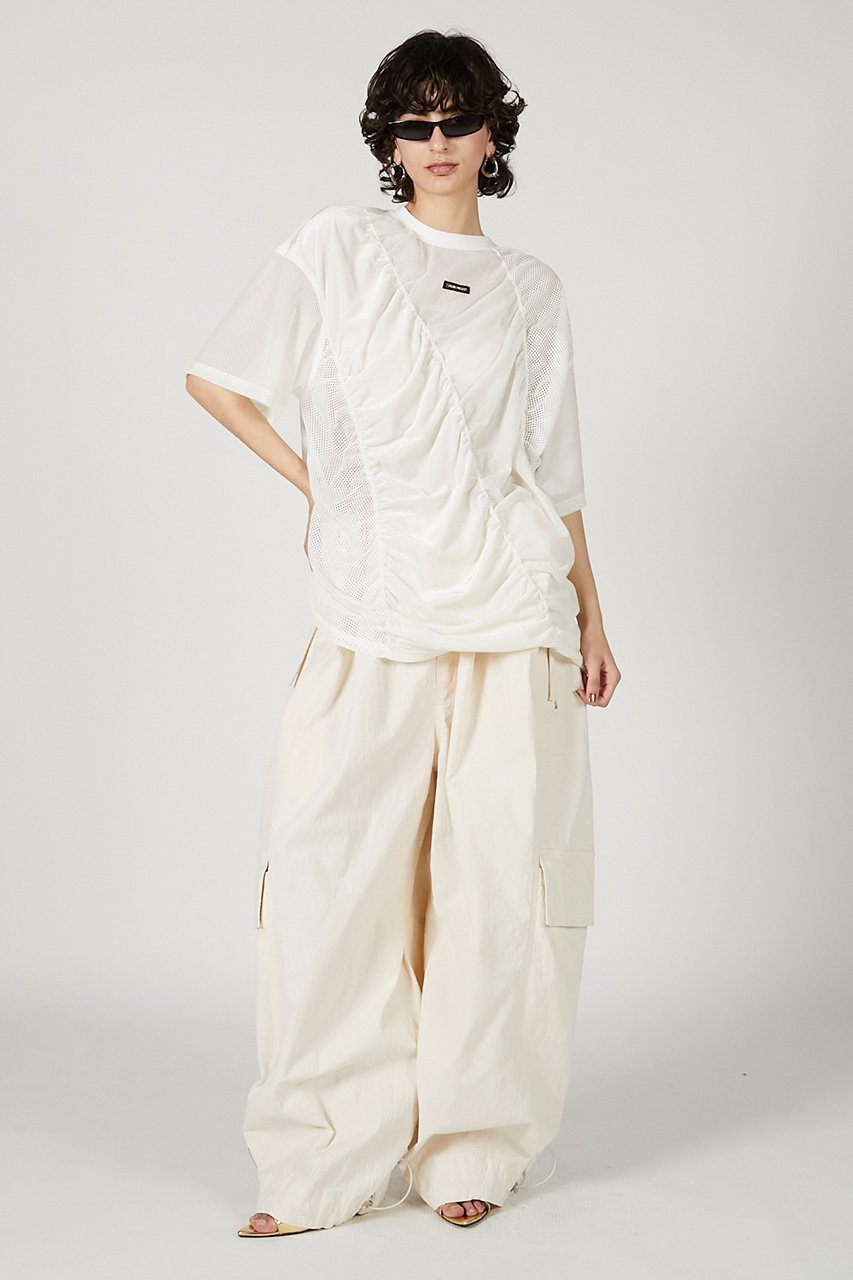 【プランク プロジェクト/PRANK PROJECT】のメッシュギャザーTEE / Mesh Gathered Tee 人気、トレンドファッション・服の通販 founy(ファニー) ファッション Fashion レディースファッション Fashion for Women トップス・カットソー Cut & Sew Tops シャツ・ブラウス・オフィスカジュアル Elegant Blouses & Button-Ups ロングTシャツ・Tシャツ Longline T-Shirts & Tees カットソー・ベーシックTシャツ Cut-and-Sewn Tops / Stretch Tees & Basics ギャザー Gathered, Ruffled ショート Short, Short Length スポーティ Sporty, Casual Athletic スリーブ Sleeve, Long Sleeve / Short Sleeve ベロア Velour, Soft Velvet メッシュ Mesh, Net Fabric other-6|ID: prp329100004551003 ipo3291000000035864611