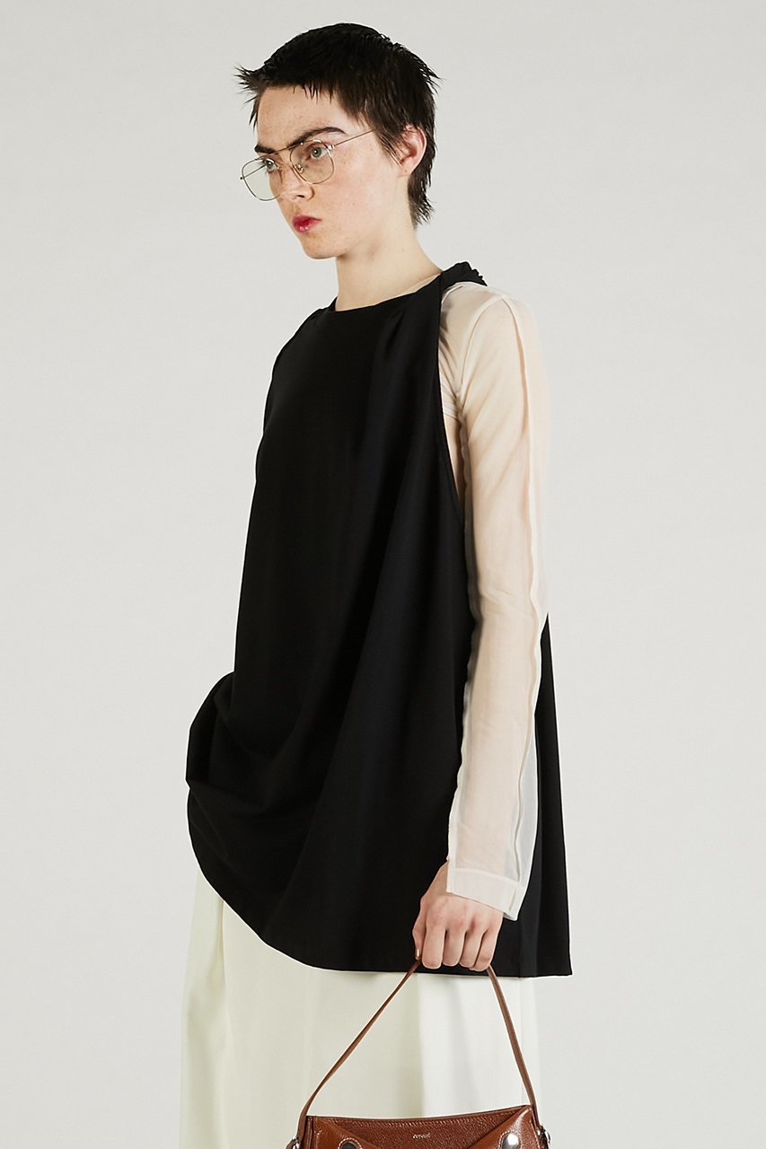 【プランク プロジェクト/PRANK PROJECT】のレイヤードツイストオーバートップ / Layered Twist Over Top 人気、トレンドファッション・服の通販 founy(ファニー) 　ファッション　Fashion　レディースファッション　WOMEN　トップス・カットソー　Tops/Tshirt　シャツ/ブラウス　Shirts/Blouses　ロング / Tシャツ　T-Shirts　カットソー　Cut and Sewn　おすすめ　Recommend　アシンメトリー　Asymmetry　ショート　Short　スリーブ　Sleeve　デニム　Denim　バランス　Balance　ワイド　Wide　エレガント 上品　Elegant　NEW・新作・新着・新入荷　New Arrivals　other-3|ID: prp329100004551007 ipo3291000000032164325