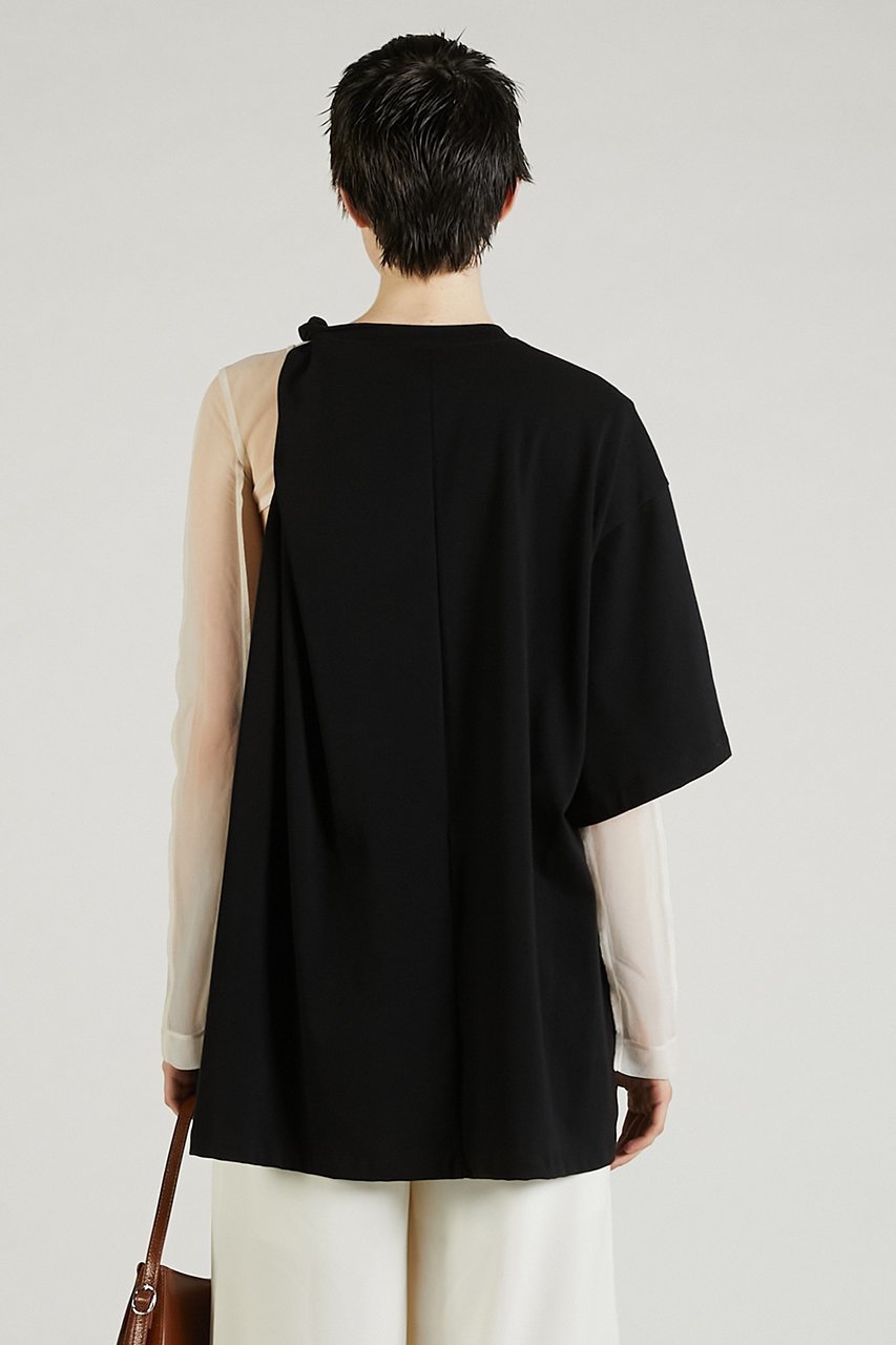 【プランク プロジェクト/PRANK PROJECT】のレイヤードツイストオーバートップ / Layered Twist Over Top 人気、トレンドファッション・服の通販 founy(ファニー) 　ファッション　Fashion　レディースファッション　WOMEN　トップス・カットソー　Tops/Tshirt　シャツ/ブラウス　Shirts/Blouses　ロング / Tシャツ　T-Shirts　カットソー　Cut and Sewn　おすすめ　Recommend　アシンメトリー　Asymmetry　ショート　Short　スリーブ　Sleeve　デニム　Denim　バランス　Balance　ワイド　Wide　エレガント 上品　Elegant　NEW・新作・新着・新入荷　New Arrivals　other-4|ID: prp329100004551007 ipo3291000000032164326