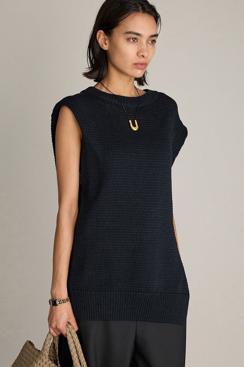 【ブリル/BRILL】のリリノースリプルオーバー インテリア・キッズ・メンズ・レディースファッション・服の通販 founy(ファニー) ファッション Fashion レディースファッション Fashion for Women トップス・カットソー Cut & Sew Tops ニット Knit Tops & Sweaters カジュアルプルオーバー・ニットトップス Pullovers & Knit Tops / Casual Pullovers シルケット Silket, Silky Cotton シンプル Simple, Minimal スリット Slit, Slit Detail ノースリーブ Sleeveless, No-Sleeve パターン Pattern, Design Print エレガント 上品 Elegant ネイビー|ID: prp329100004551015 ipo3291000000035968138