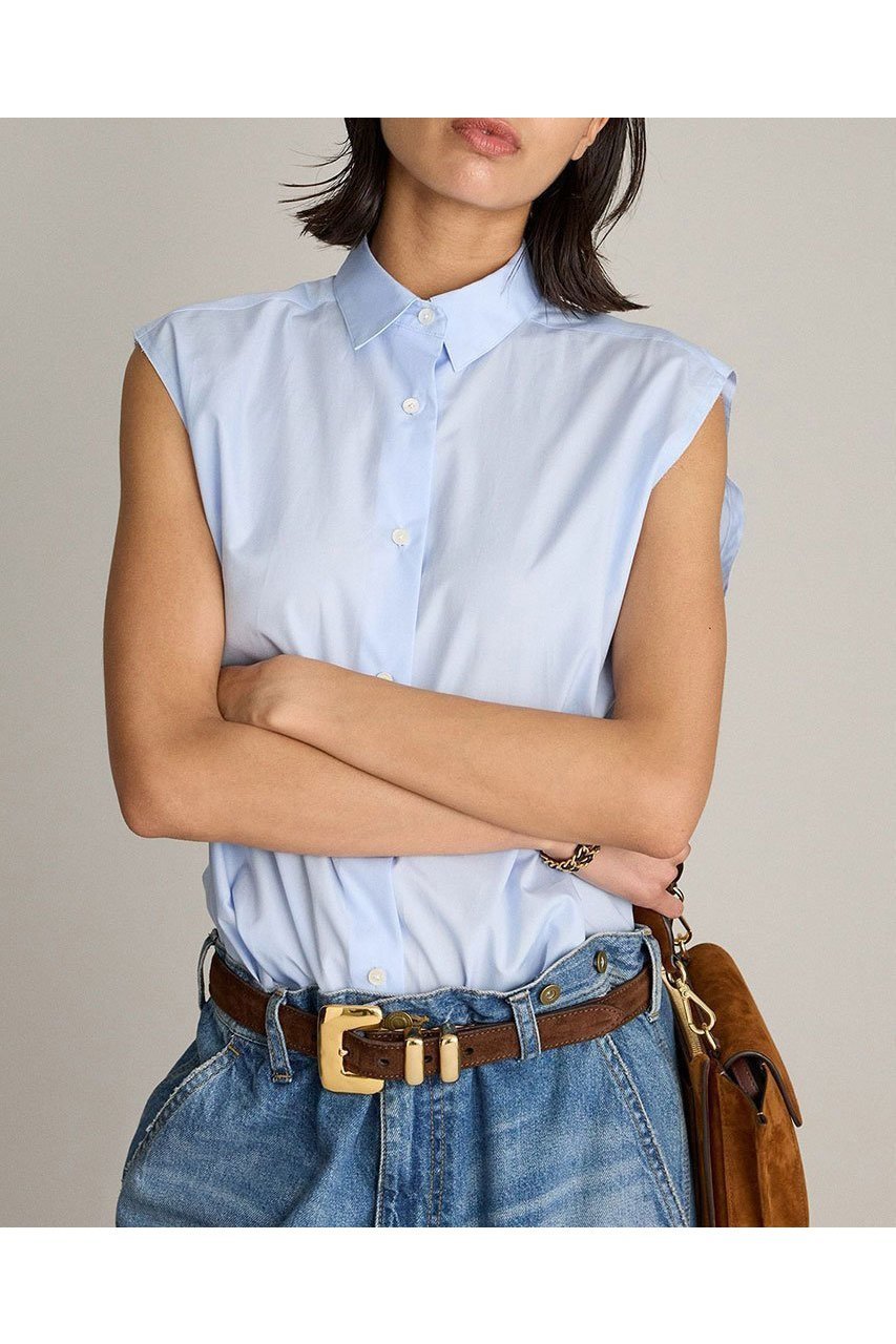 【ブリル/BRILL】のノースリーブシャツ インテリア・キッズ・メンズ・レディースファッション・服の通販 founy(ファニー) 　ファッション　Fashion　レディースファッション　WOMEN　トップス・カットソー　Tops/Tshirt　キャミソール / ノースリーブ　No Sleeves　シャツ/ブラウス　Shirts/Blouses　ノースリーブ　No Sleeve　ブロード　Broad　エレガント 上品　Elegant　NEW・新作・新着・新入荷　New Arrivals　サックス|ID: prp329100004551016 ipo3291000000032164441