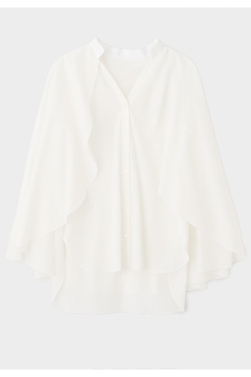 【ル フィル/LE PHIL】のシアーケープブラウス インテリア・キッズ・メンズ・レディースファッション・服の通販 founy(ファニー) 　ファッション　Fashion　レディースファッション　Fashion for Women　トップス・カットソー　Cut & Sew Tops　シャツ・ブラウス・オフィスカジュアル　Elegant Blouses & Button-Ups　クラシック　Classic, Timeless Style　シアー　Sheer, See-Through　シンプル　Simple, Minimal　スタンダード　Standard, Basic　スリーブ　Sleeve, Long Sleeve / Short Sleeve　ロング　Long, Long-Length　ホワイト|ID: prp329100004551020 ipo3291000000032423100