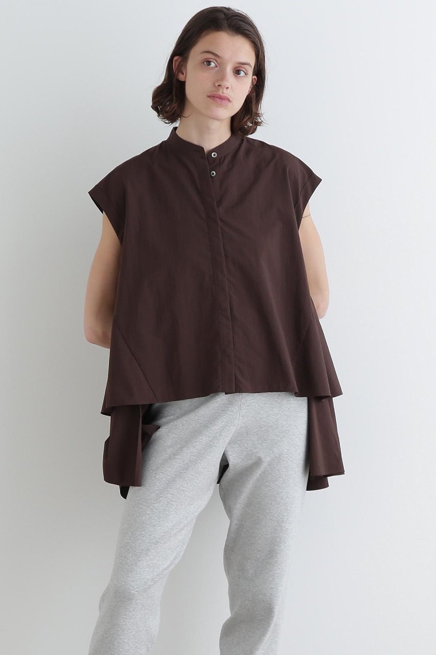 【ル フィル/LE PHIL】のナイロンテックブラウス インテリア・キッズ・メンズ・レディースファッション・服の通販 founy(ファニー) 　ファッション　Fashion　レディースファッション　Fashion for Women　トップス・カットソー　Cut & Sew Tops　シャツ・ブラウス・オフィスカジュアル　Elegant Blouses & Button-Ups　ショート　Short, Short Length　スタンダード　Standard, Basic　スリーブ　Sleeve, Long Sleeve / Short Sleeve　ティアード　Tiered, Tiered Style　ハイネック　High Neck, Mock Neck　パーティ　Party, Party Style　フロント　Front, Front Design　ミックス　Mix, Mixed Style　ブラウン|ID: prp329100004551023 ipo3291000000035374793