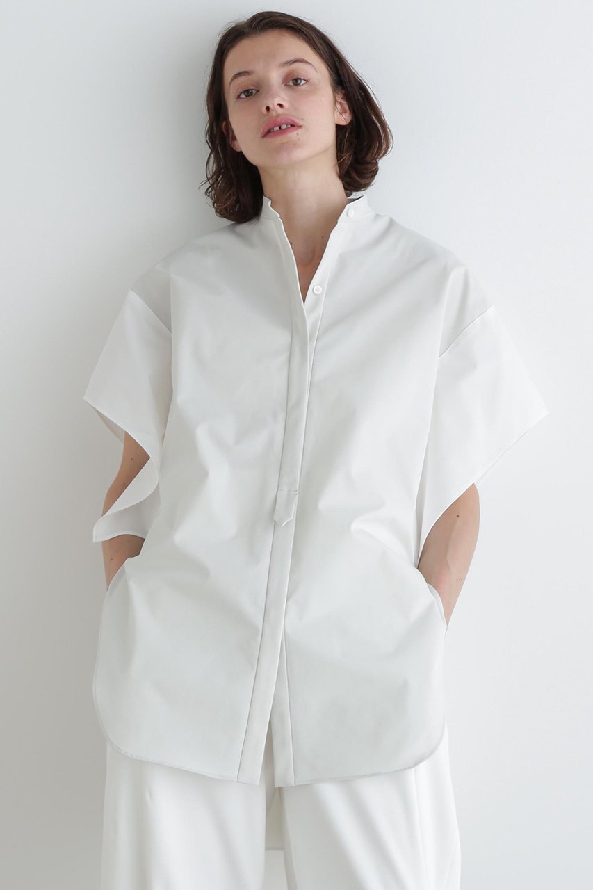 【ル フィル/LE PHIL】のSOLOTEXツイルバイカラーブラウス 人気、トレンドファッション・服の通販 founy(ファニー) 　ファッション　Fashion　レディースファッション　Fashion for Women　トップス・カットソー　Cut & Sew Tops　シャツ・ブラウス・オフィスカジュアル　Elegant Blouses & Button-Ups　ショート　Short, Short Length　シンプル　Simple, Minimal　スクエア　Square, Square Shape　スタンダード　Standard, Basic　スリーブ　Sleeve, Long Sleeve / Short Sleeve　マニッシュ　Mannish, Boyish　モダン　Modern, Contemporary　リラックス　Relax, Relaxed Fit　other-2|ID: prp329100004551026 ipo3291000000032909293