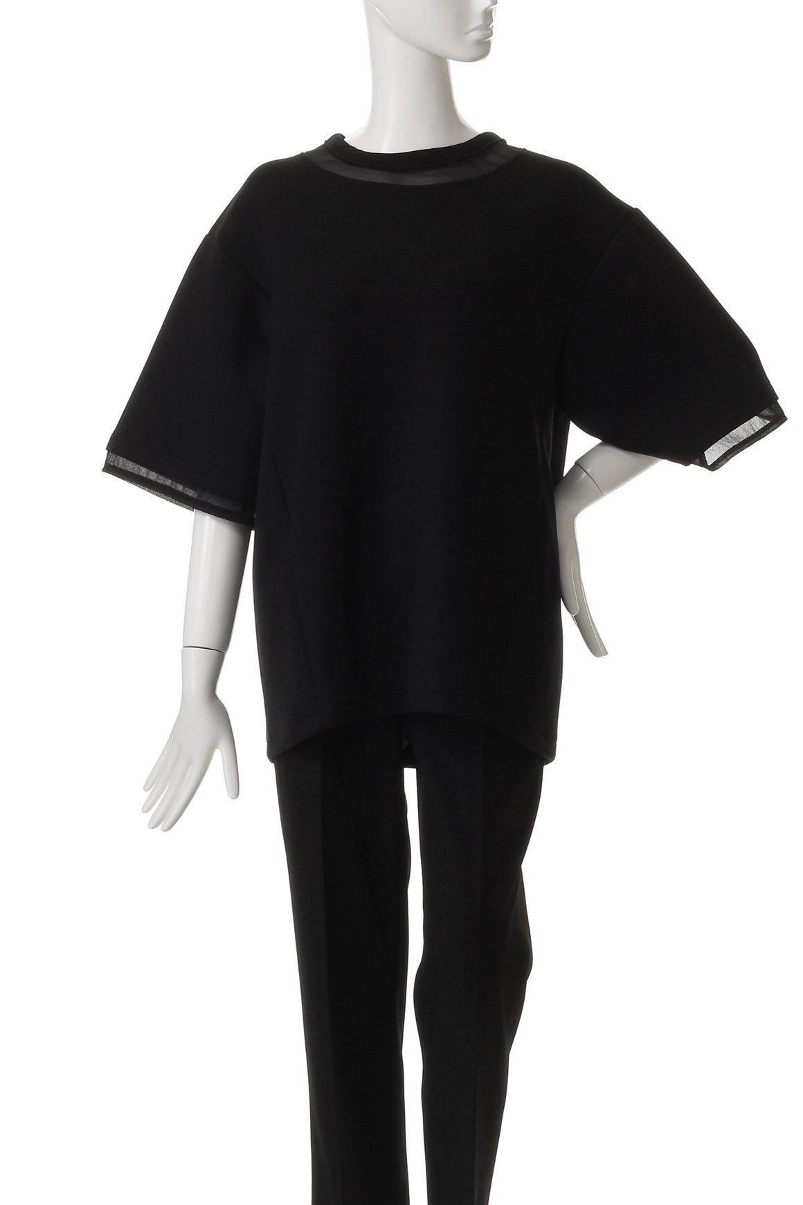 【マノフ/MANOF】のSHEER NECK CUT TOPS/カットソー 人気、トレンドファッション・服の通販 founy(ファニー) 　ファッション　Fashion　レディースファッション　Fashion for Women　トップス・カットソー　Cut & Sew Tops　シャツ・ブラウス・オフィスカジュアル　Elegant Blouses & Button-Ups　ロングTシャツ・Tシャツ　Longline T-Shirts & Tees　カットソー・ベーシックTシャツ　Cut-and-Sewn Tops / Stretch Tees & Basics　おすすめ　Recommended / Our Picks　カットソー　Cut and Sewn Top　シアー　Sheer, See-Through　ショート　Short, Short Length　スラックス　Slacks, Dress Pants　スリーブ　Sleeve, Long Sleeve / Short Sleeve　デニム　Denim, Jeans Material　ボックス　Boxy, Box Shape　other-2|ID: prp329100004551048 ipo3291000000036180761