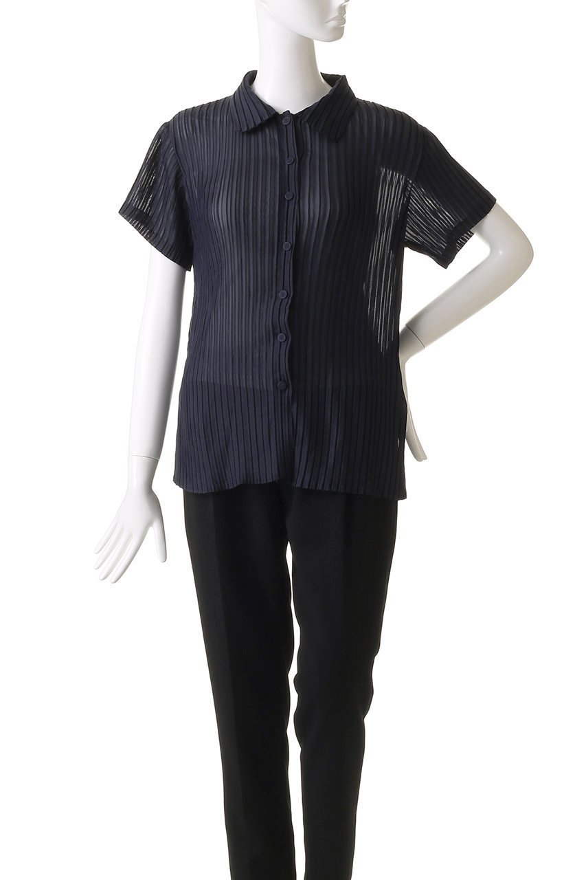 【エリオポール/heliopole】の【Gongdid Design】プリーテッドシャツ 人気、トレンドファッション・服の通販 founy(ファニー) 　ファッション　Fashion　レディースファッション　Fashion for Women　トップス・カットソー　Cut & Sew Tops　シャツ・ブラウス・オフィスカジュアル　Elegant Blouses & Button-Ups　おすすめ　Recommended / Our Picks　ショート　Short, Short Length　シンプル　Simple, Minimal　ストライプ　Stripe, Striped Pattern　スリーブ　Sleeve, Long Sleeve / Short Sleeve　プリーツ　Pleats, Pleated　旅行　Travel　other-2|ID: prp329100004551052 ipo3291000000032905771