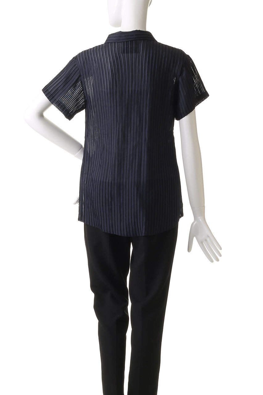 【エリオポール/heliopole】の【Gongdid Design】プリーテッドシャツ 人気、トレンドファッション・服の通販 founy(ファニー) 　ファッション　Fashion　レディースファッション　Fashion for Women　トップス・カットソー　Cut & Sew Tops　シャツ・ブラウス・オフィスカジュアル　Elegant Blouses & Button-Ups　おすすめ　Recommended / Our Picks　ショート　Short, Short Length　シンプル　Simple, Minimal　ストライプ　Stripe, Striped Pattern　スリーブ　Sleeve, Long Sleeve / Short Sleeve　プリーツ　Pleats, Pleated　旅行　Travel　other-4|ID: prp329100004551052 ipo3291000000032905777
