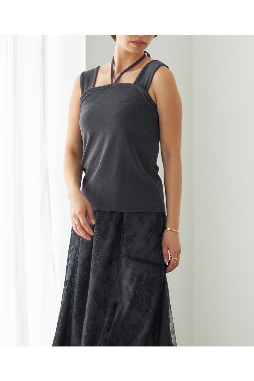 【エストラータ/STRATA】の2WAYパイルスクエアタンク 人気、トレンドファッション・服の通販 founy(ファニー) 　ファッション　Fashion　レディースファッション　WOMEN　トップス・カットソー　Tops/Tshirt　キャミソール / ノースリーブ　No Sleeves　シャツ/ブラウス　Shirts/Blouses　ロング / Tシャツ　T-Shirts　カットソー　Cut and Sewn　インナー　Inner　キャミソール　Camisole　コンパクト　Compact　ジャケット　Jacket　スクエア　Square　タンク　Tank　フロント　Front　ベーシック　Basic　リボン　Ribbon　NEW・新作・新着・新入荷　New Arrivals　other-2|ID: prp329100004553131 ipo3291000000032181994